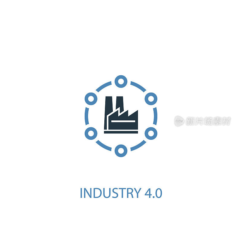 工业4.0概念2彩色图标。简单的蓝色元素插图。工业4.0概念符号设计。可以用于网页和手机的UI/UX吗